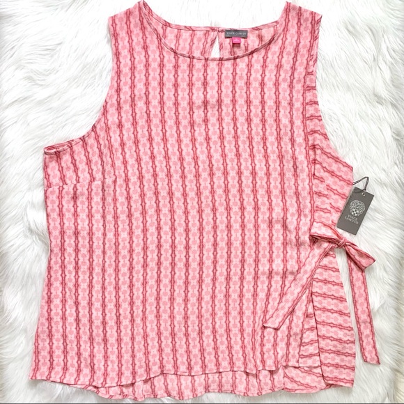 SOLD-NWT Vince Camuto Side Tie Rose Pink Printed Tunic - Picture 7 of 10